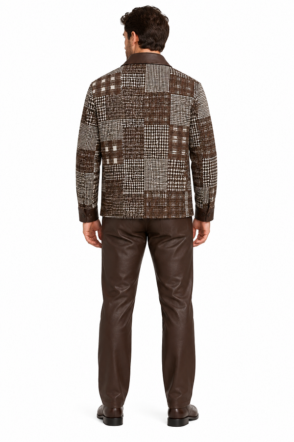 Mens Espresso Brown Heritage Plaid Walking Suit – Statement Jacket & Matching Pants