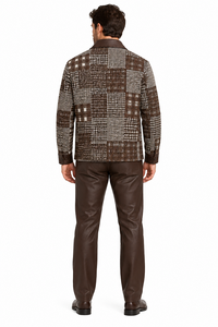 Mens Espresso Brown Heritage Plaid Walking Suit – Statement Jacket & Matching Pants
