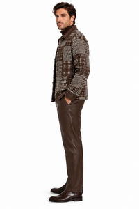 Mens Espresso Brown Heritage Plaid Walking Suit – Statement Jacket & Matching Pants