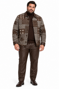 Mens Espresso Brown Heritage Plaid Walking Suit – Statement Jacket & Matching Pants