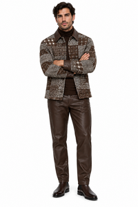 Mens Espresso Brown Heritage Plaid Walking Suit – Statement Jacket & Matching Pants