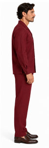 Mens Burgundy Casual Dressy Walking Suit – Long-Sleeve Shirt & Matching Pants