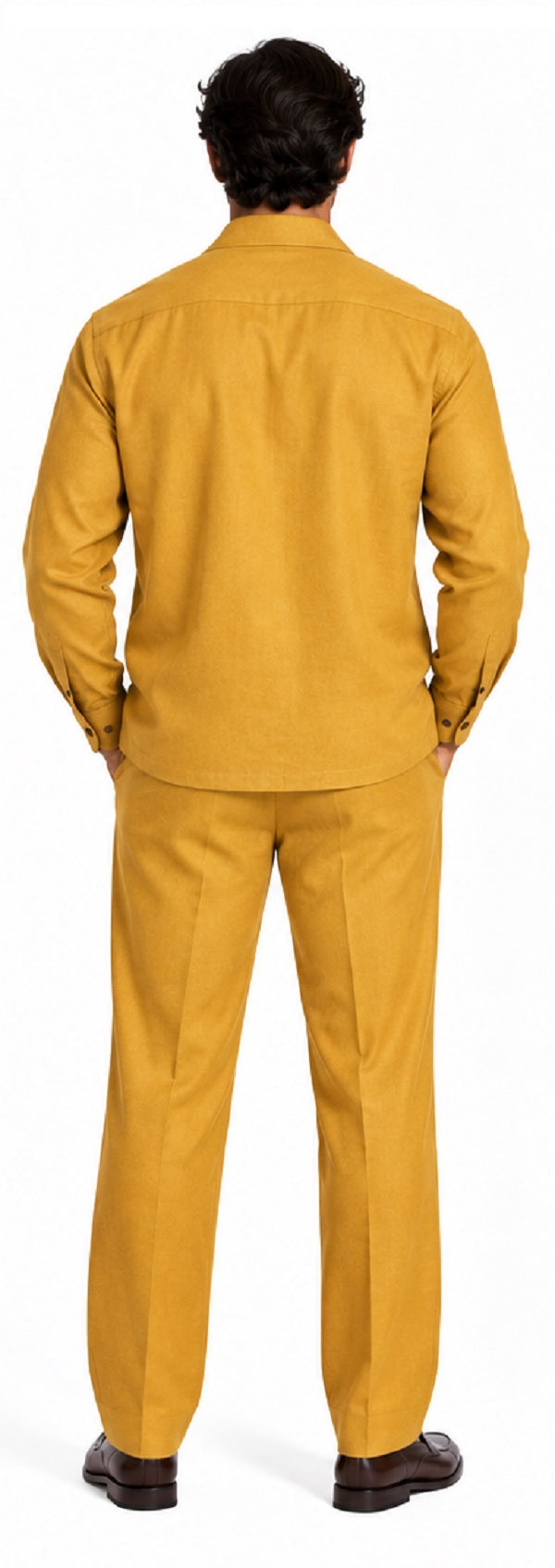 Mens Gold Casual Dressy Walking Suit – Long-Sleeve Shirt & Matching Pants