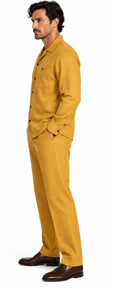 Mens Gold Casual Dressy Walking Suit – Long-Sleeve Shirt & Matching Pants