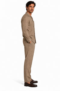 Mens Heather Luggage Casual Dressy Walking Suit – Long-Sleeve Shirt & Matching Pants