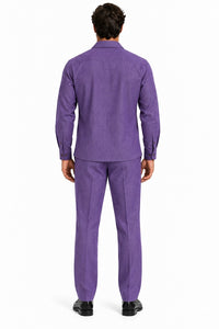 Mens Heather Purple Walking Suit – Long-Sleeve Shirt & Matching Pants