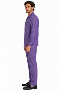 Mens Heather Purple Walking Suit – Long-Sleeve Shirt & Matching Pants