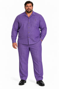 Mens Heather Purple Walking Suit – Long-Sleeve Shirt & Matching Pants