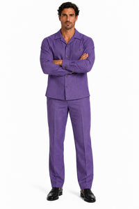 Mens Heather Purple Walking Suit – Long-Sleeve Shirt & Matching Pants