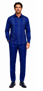 Mens Royal Navy Heritage Walking Suit – Greek Key Pattern Shirt & Matching Pants
