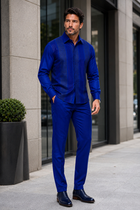 Mens Royal Navy Heritage Walking Suit – Greek Key Pattern Shirt & Matching Pants
