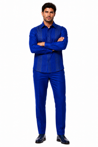 Mens Royal Navy Heritage Walking Suit – Greek Key Pattern Shirt & Matching Pants