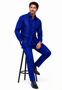 Mens Royal Navy Heritage Walking Suit – Greek Key Pattern Shirt & Matching Pants