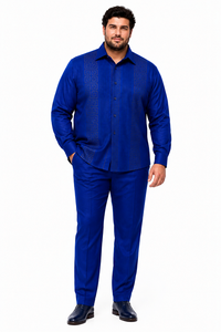 Mens Royal Navy Heritage Walking Suit – Greek Key Pattern Shirt & Matching Pants