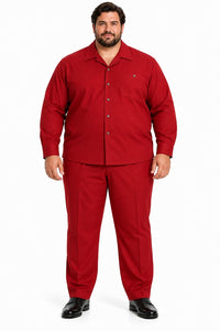 Mens Crimson Red Classic Walking Suit – Long-Sleeve Shirt & Matching Pants