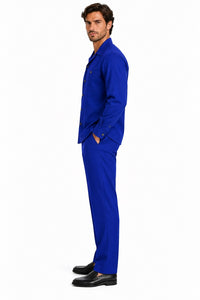 Mens Royal Blue Classic Walking Suit – Long-Sleeve Shirt & Matching Pants