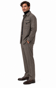 Mens Mocha Brown Heritage Plaid Walking Suit – Shirt Jacket & Matching Pants