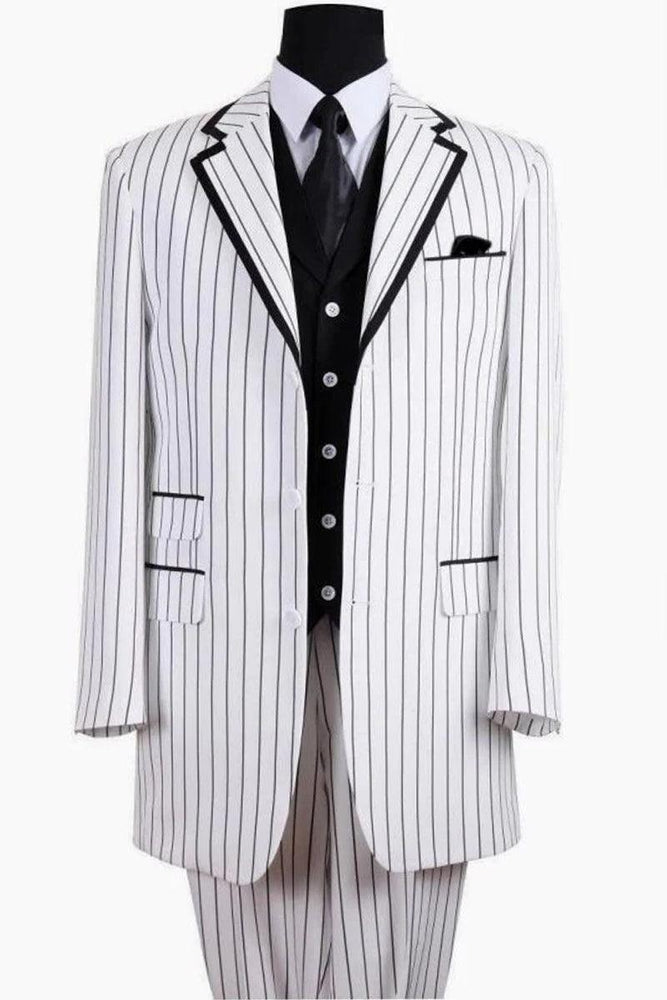 Mens' White & Black Pinstripe Barbershop Quartet Suin by Fortino Landi - USA Men's Outlet