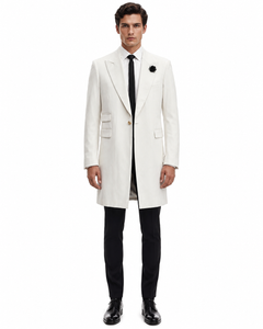 Mens White Velvet Victorian Tailcoat Tuxedo – Three Quarter Length Cutaway Stage And Wedding Jacket