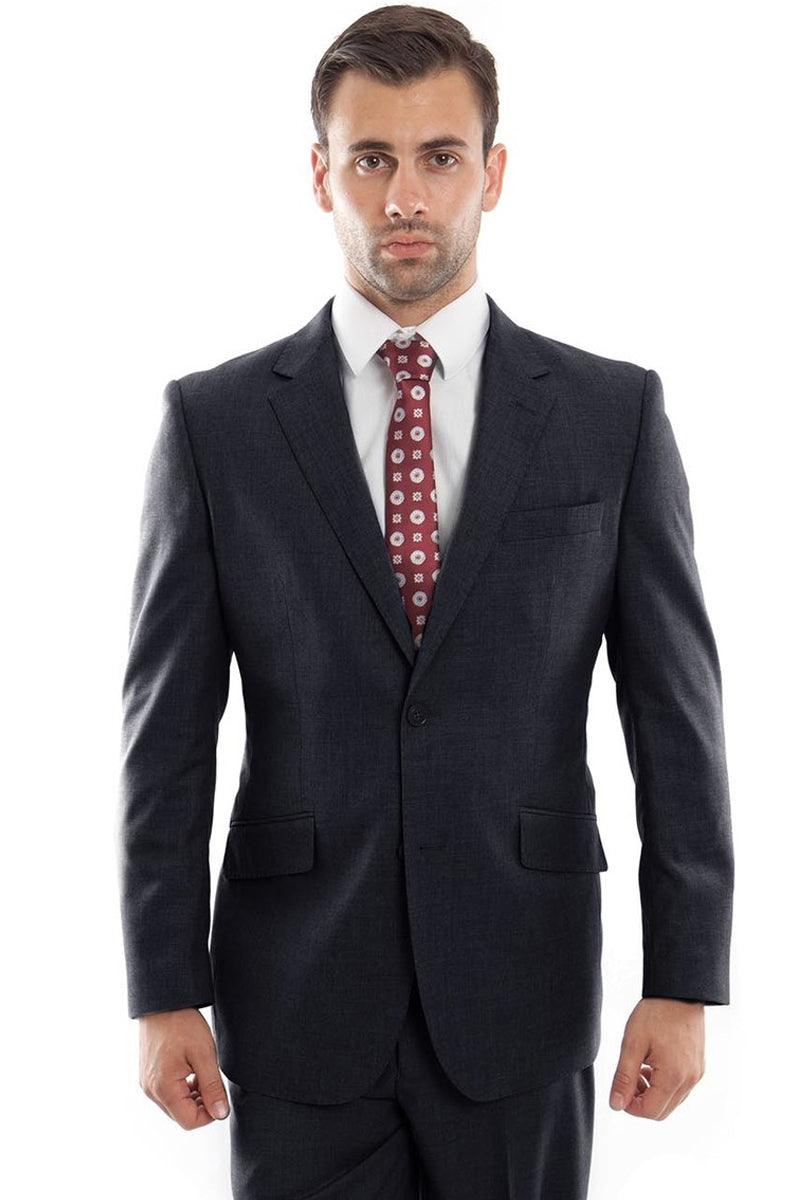 Mens 2 Button Modern Textured Weave Suit in Grey main image 1