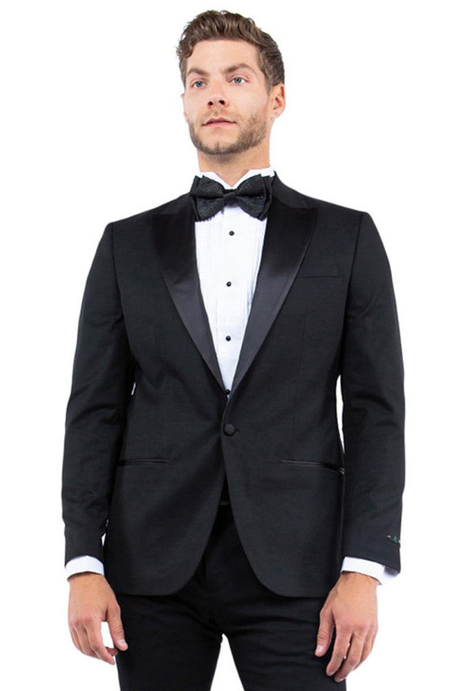 Mens Zegarie Black 1-Btn Peak Lapel Tuxedo Jacket: Modern Fit Separates - USA Men's Outlet