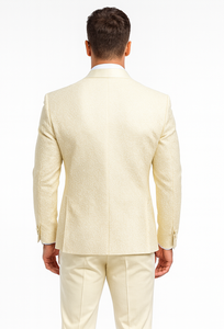 Elegant Ivory Wedding Tuxedo for Men – Designer Floral Lace Vested Style