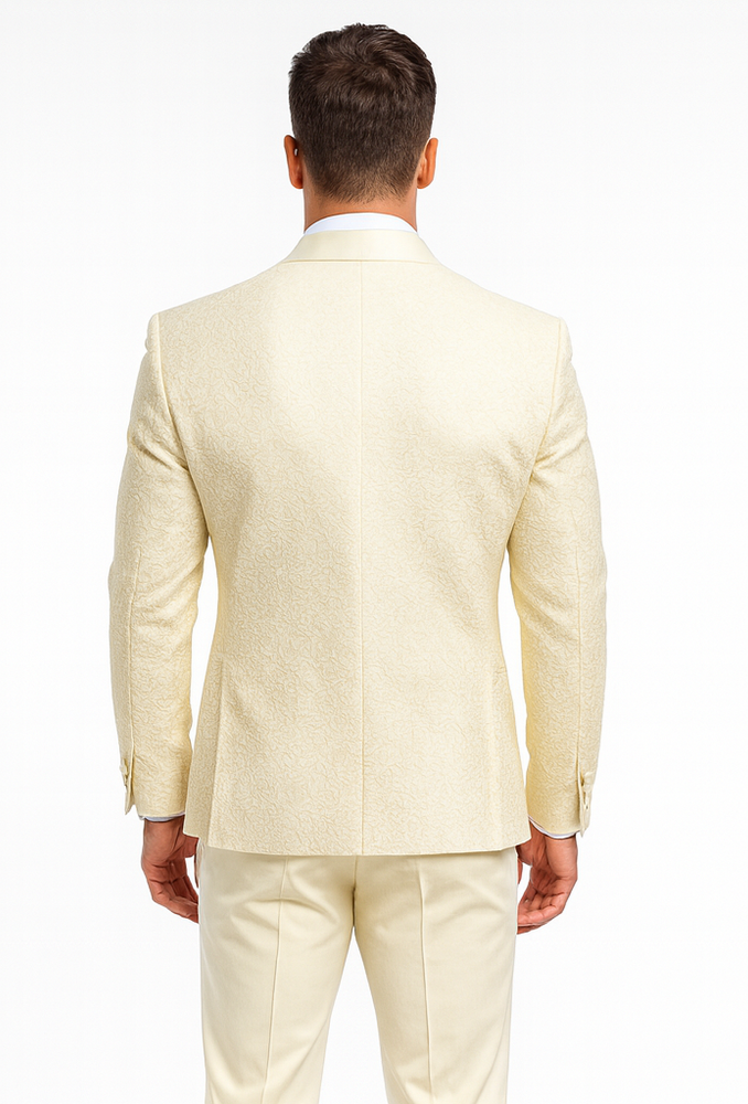 Elegant Ivory Wedding Tuxedo for Men – Designer Floral Lace Vested Style