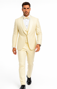 Elegant Ivory Wedding Tuxedo for Men – Designer Floral Lace Vested Style
