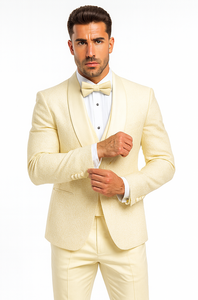 Elegant Ivory Wedding Tuxedo for Men – Designer Floral Lace Vested Style