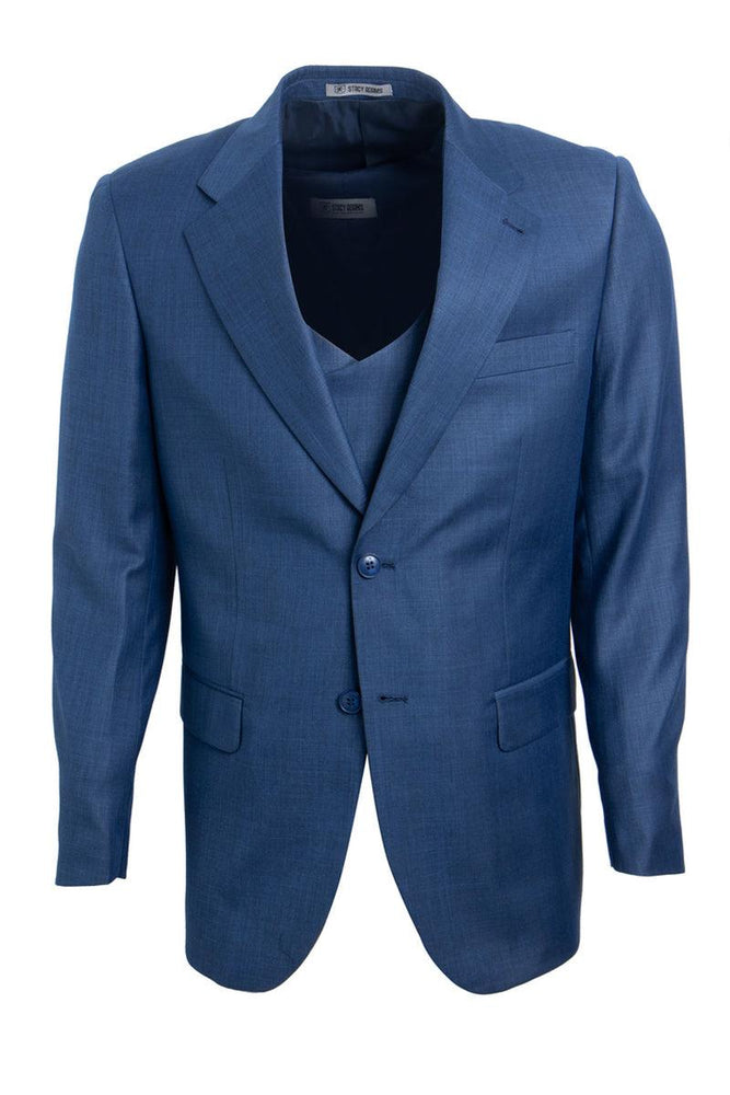 Menswear Classic: Stacy Adams Sharkskin 2-Button Suit in Blue - USA Men's Outlet