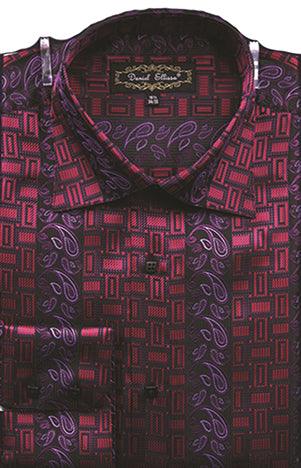 "Menswear Power-Punch: Daniel Ellissa's Red Paisley Sports Shirt" - USA Men's Outlet