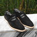 Zelli Meo 3 Suede and Crocodile Penny Loafers in Black