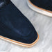 Zelli Meo 3 Suede Penny Loafers with Crocodile Accent in Navy