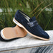Zelli Meo 3 Suede Penny Loafers with Crocodile Accent in Navy