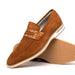 Zelli Meo 3 Contemporary Suede and Crocodile Penny Loafers in Cognac