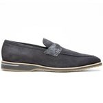 Zelli Meo 3 Suede Loafers with Genuine Crocodile Accent in Grey