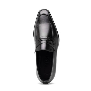 Zelli Meo Hand-Burnished Calfskin Loafers with Embossed Vamp in Black