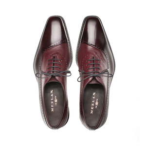 Mezlan Postdam Deerskin Calfskin Shoes Burgundy (16409)