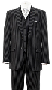 Harlem Nights Suits for Men - Milano 1920s Mens Black Pinstripe 3 Piece Suit Gangster Stripe 5702V10