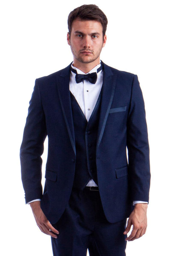 Milano

Men's Navy Blue One-Button Tuxedo w/ Satin Trim by Azzuro Milano - USA Men's Outlet