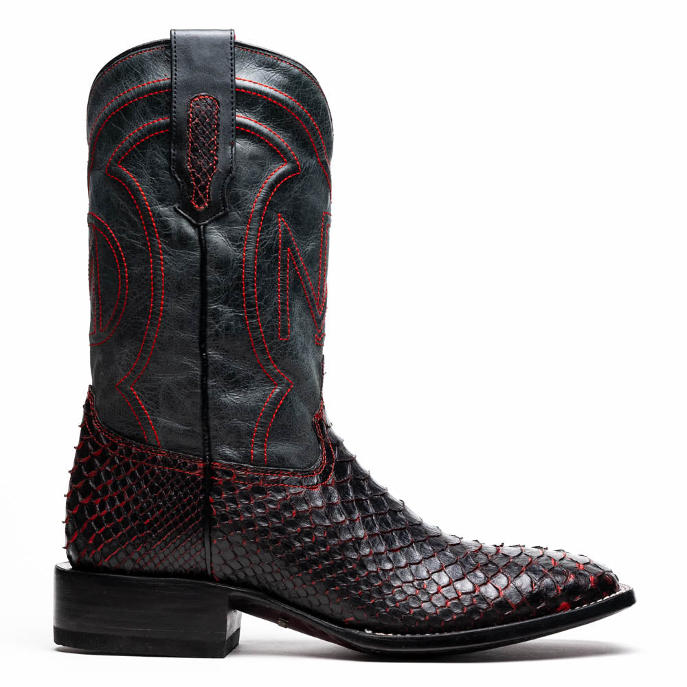 Marco Di Milano Missouri BlackCherry Python Square Toe Cowboy Boots