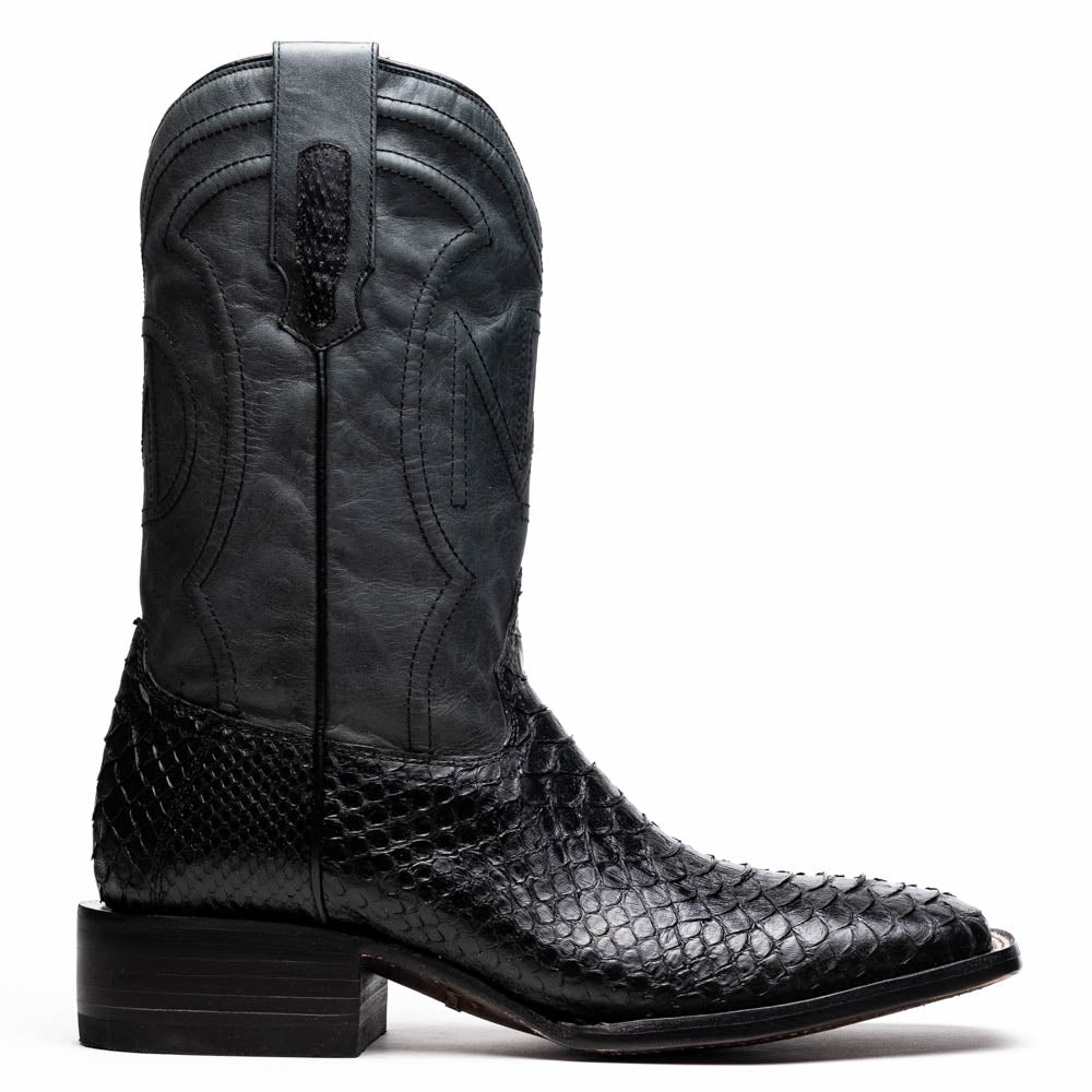 Marco Di Milano Missouri Black Python Square Toe Cowboy Boots