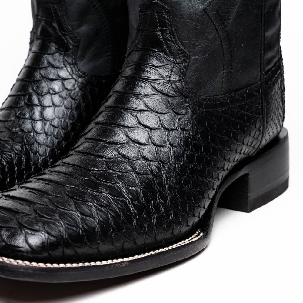 Marco Di Milano Missouri Black Python Square Toe Cowboy Boots