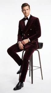 Men’s Rossi Man Zeus Dark Brown Velvet Double Breasted Tuxedo Suit, Formal Wedding Prom Dinner Suit Set