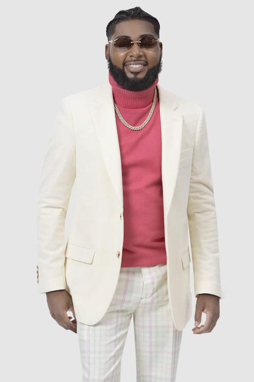 "Modern Fit Ivory Velvet Blazer - EJ Samuel" - USA Men's Outlet