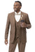 Modern Fit Two Button Vested Sharkskin Business Suit by EJ Samuel | Rust Brown - USA Men's Outlet