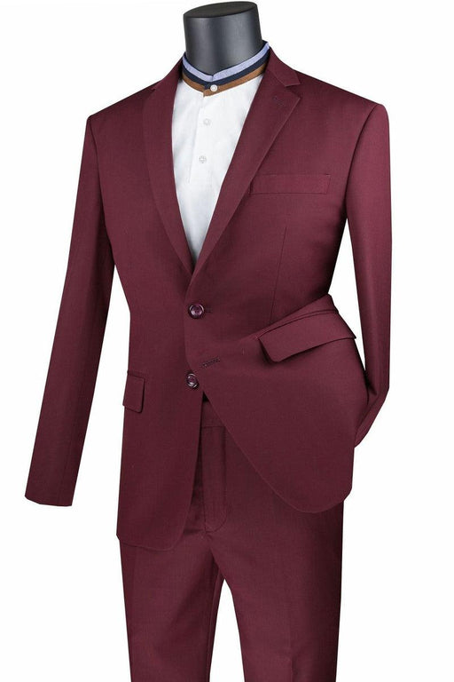 Modern Vinci 2-Btn Burgundy Suit: Classy Fit for Trendy Gents - USA Men's Outlet