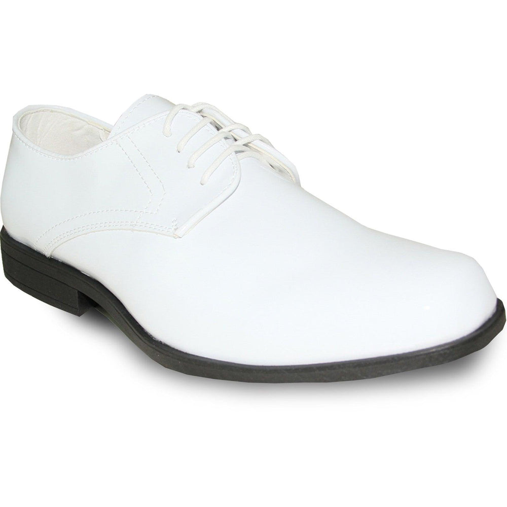 Modern White Tuxedo Shoes by Bravo – Classic Shiny Patent Formal - USA Men's Outlet