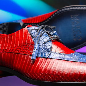 Marco Di Milano Moncalieri - Navy & Red Leather Loafers