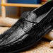 Zelli Monza Caiman Crocodile Penny Loafer Driving Shoes in Black